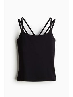 H&M - Women Black Integral-Bra Sports Strappy Top With Drymove