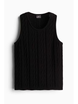 H&M - Men Black Regular Fit Pattern-Knit Vest