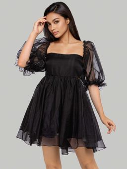 EMBLAZE - Black Flared Short Dress
