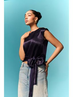 EMBLAZE - Navy Blue Tie-Up Top
