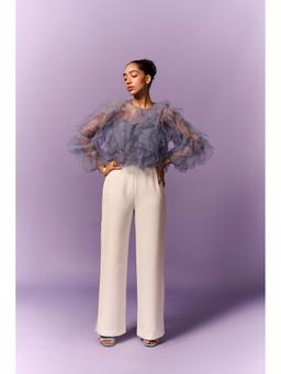 EMBLAZE - Light Blue Tulle Ruffle Top