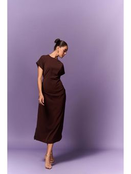 EMBLAZE - Brown Down Sleeve Straight Fit Dress