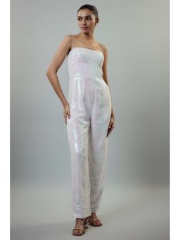 EMBLAZE - White Sequins Corset Jumpsuit
