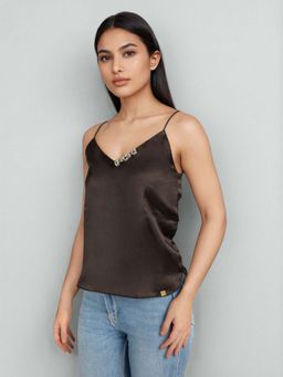 EMBLAZE - Brown Satin Slip Top