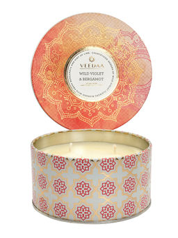 VEEDAA - Wild Violet & Bergamot 3 Wick Tin Scented Candle