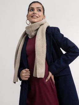 FABLE STREET - Textured Wool Muffler-Beige