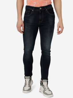 Greenfibre - Mens Cotton Stretch Solid Navy Blue Slim Fit Jeans