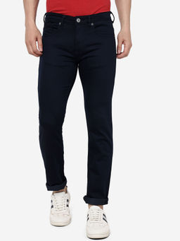 Greenfibre - Mens Cotton Stretch Solid Navy Blue Slim Fit Jeans