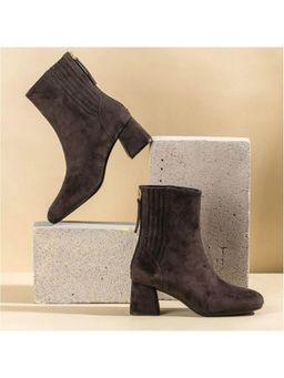 Saint G - Solid Grey Leather Zipper Ankle Boots