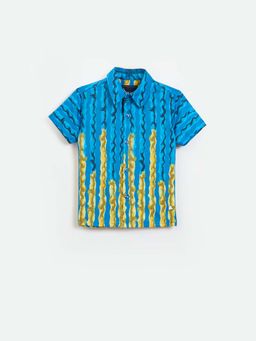 Blue Giraffe - Boys Blue Printed Shirt