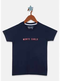 Monte Carlo - Boys Navy Blue Solid T-Shirt