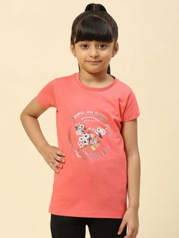 Monte Carlo - Girls Printed Round Neck Cotton Lycra T-shirt