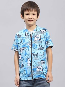 Monte Carlo - Boys Blue Printed Half Sleeve Shirt and T-Shirt