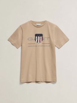 GANT - Boys Brown Printed Round Neck T-Shirt