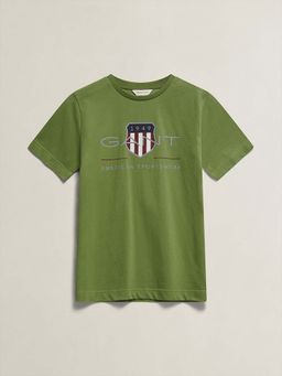 GANT - Boys Green Printed Round Neck T-Shirt