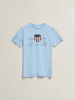 GANT - Boys Blue Printed Round Neck T-Shirt
