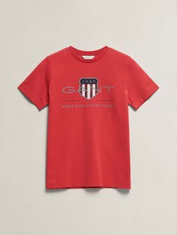 GANT - Boys Red Printed Round Neck T-Shirt