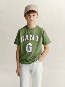GANT - Boys Green Printed Round Neck T-Shirt
