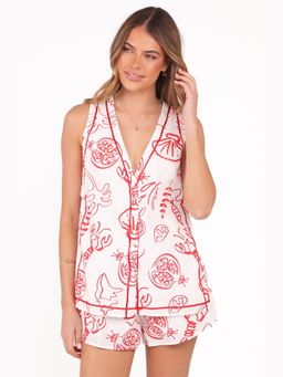 Petal & Pup - White Cefalu Top with Shorts