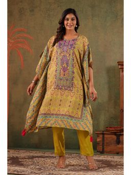 Scakhi - Green Rayon Printed Kaftan With Pant