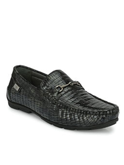 Hitz - Men's Blue Leather Moccasins Loafer Shoes