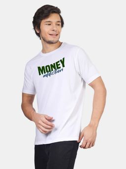 Greylongg - Men Round Neck White T-Shirt