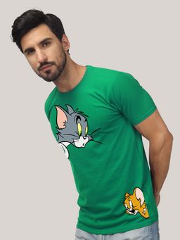 Greylongg - Men Round Neck Green T-Shirt