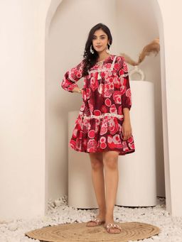 Varanga - Maroon Floral Dress