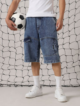 Hubberholme - Men Cotton Washed Loose Fit Mid-Rise Shorts