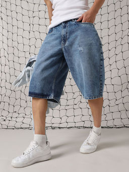 Hubberholme - Men Cotton Washed Loose Fit Mid-Rise Shorts