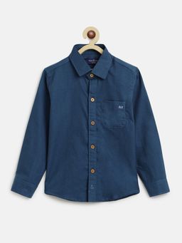 Tales & Stories - Baby Boy's Solid Blue Cotton Regular Fit Shirt
