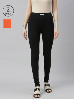 Jcss - Womens Lycra Churidar Leggings Multi Color (Set of 2)