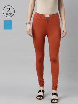 Jcss - Womens Lycra Churidar Leggings Multi Color (Set of 2)