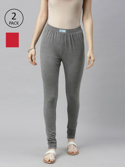 Jcss - Womens Lycra Churidar Leggings Multi Color (Set of 2)