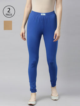 Jcss - Womens Lycra Churidar Leggings Multi Color (Set of 2)