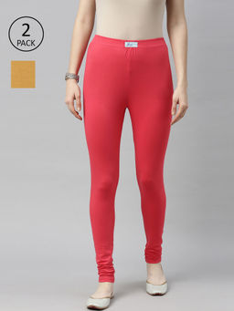 Jcss - Womens Lycra Churidar Leggings Multi Color (Set of 2)