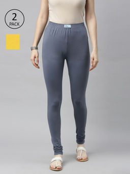 Jcss - Womens Lycra Churidar Leggings Multi Color (Set of 2)