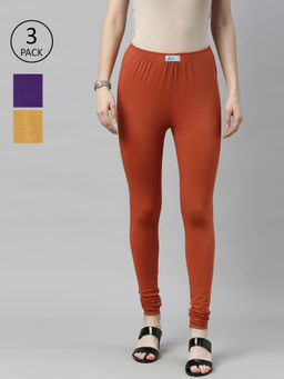 Jcss - Womens Lycra Churidar Leggings Multi Color (Set of 3)