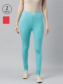 Jcss - Womens Lycra Churidar Leggings Multi Color (Set of 2)