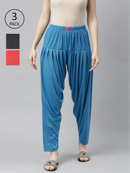Jcss - Womens Solid Patiala Pants Multi Color (Set of 3)