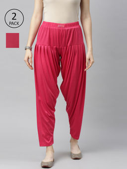 Jcss - Womens Solid Patiala Pants Multi Color (Set of 2)