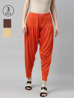 Jcss - Womens Solid Patiala Pants Multi Color (Set of 3)