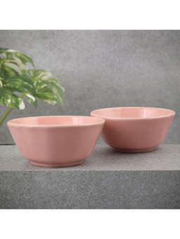 HomeTown - Palette Ceramic 6 Inch Cereal Bowl 2Pcs In Pink Colour