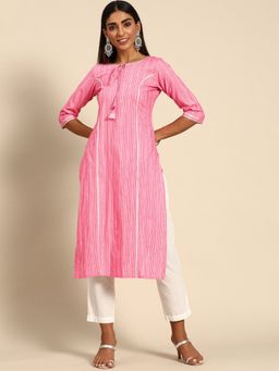 Gerua By Libas - Pink Striped Cotton Kurta