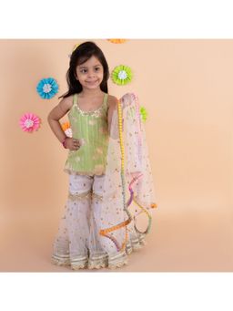 Tiny Pants - Green Lotus Top With Sharara (Set of 3)
