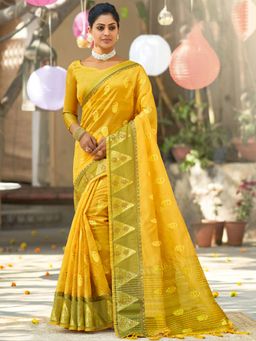 Odette - Yellow Colour Organza Saree with Unstitched Blouse