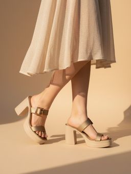 Inc.5 - Womens Bronze Party Wear Block Heels