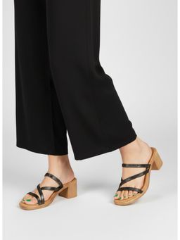 Inc.5 - Womens Golden Party Wear Striped Block heels