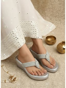 Inc.5 - Womens Silver Party Wear Wedges Heels