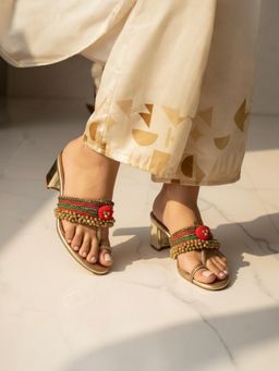 Inc.5 - Womens Multi-Color Embellished Ethnic Block heels